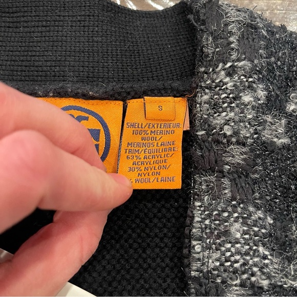 Tory Burch Black Cardigan Sweater with V-neck and Floral Trim - Picture 6 of 14